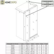 HD Defender "T" 100x70 aszimmetrikus szögletes nyílóajtós zuhanykabin 6 mm vastag vízlepergető biztonsági üveggel, krómozott elemekkel, 195 cm magas