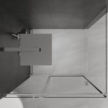 HD Defender "T" 110x90 aszimmetrikus szögletes nyílóajtós zuhanykabin 6 mm vastag vízlepergető biztonsági üveggel, krómozott elemekkel, 195 cm magas