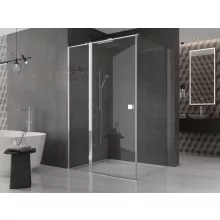 HD Defender "T" 120x70 aszimmetrikus szögletes nyílóajtós zuhanykabin 6 mm vastag vízlepergető biztonsági üveggel, krómozott elemekkel, 195 cm magas