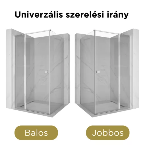 HD Defender "T" 120x70 aszimmetrikus szögletes nyílóajtós zuhanykabin 6 mm vastag vízlepergető biztonsági üveggel, krómozott elemekkel, 195 cm magas