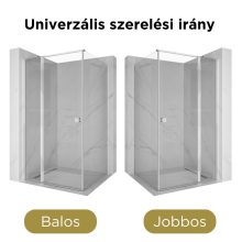 HD Defender "T" aszimmetrikus szögletes nyílóajtós zuhanykabin 6 mm vastag vízlepergető biztonsági üveggel, krómozott elemekkel, 195 cm magas