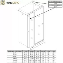 HD Defender "T" aszimmetrikus szögletes nyílóajtós zuhanykabin 6 mm vastag vízlepergető biztonsági üveggel, krómozott elemekkel, 195 cm magas