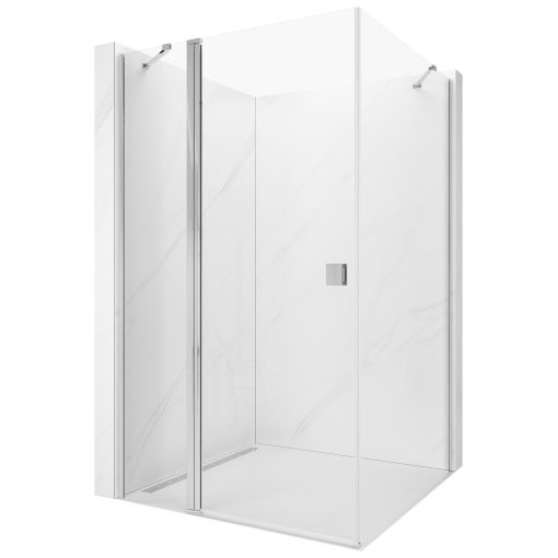 HD Defender "S" 100x70 aszimmetrikus szögletes nyílóajtós zuhanykabin 6 mm vastag vízlepergető biztonsági üveggel, krómozott elemekkel, 195 cm magas