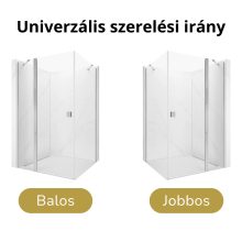 HD Defender "S" 100x70 aszimmetrikus szögletes nyílóajtós zuhanykabin 6 mm vastag vízlepergető biztonsági üveggel, krómozott elemekkel, 195 cm magas
