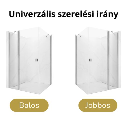HD Defender "S" 100x70 aszimmetrikus szögletes nyílóajtós zuhanykabin 6 mm vastag vízlepergető biztonsági üveggel, krómozott elemekkel, 195 cm magas