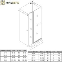 HD Defender "S" 100x70 aszimmetrikus szögletes nyílóajtós zuhanykabin 6 mm vastag vízlepergető biztonsági üveggel, krómozott elemekkel, 195 cm magas