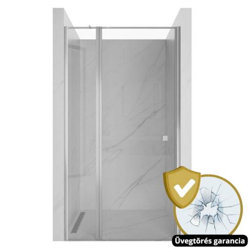 HD Defender 80/90/100/110/120 cm széles fix+nyíló zuhanyajtó 6 mm vastag vízlepergető biztonsági üveggel, krómozott elemekkel, 195 cm magas