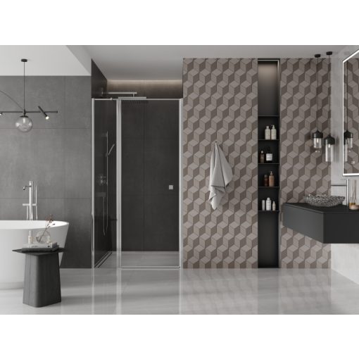 HD Defender 80/90/100/110/120 cm széles fix+nyíló zuhanyajtó 6 mm vastag vízlepergető biztonsági üveggel, krómozott elemekkel, 195 cm magas