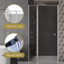 HD Defender 80/90/100/110/120 cm széles fix+nyíló zuhanyajtó 6 mm vastag vízlepergető biztonsági üveggel, krómozott elemekkel, 195 cm magas