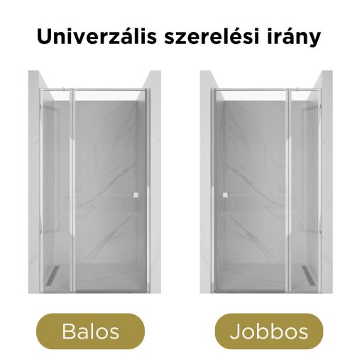 HD Defender 80/90/100/110/120 cm széles fix+nyíló zuhanyajtó 6 mm vastag vízlepergető biztonsági üveggel, krómozott elemekkel, 195 cm magas