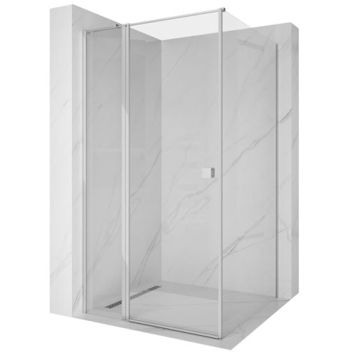 HD Defender "T" 90x120 aszimmetrikus szögletes nyílóajtós zuhanykabin 6 mm vastag vízlepergető biztonsági üveggel, krómozott elemekkel, 195 cm magas