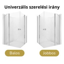HD Defender Duo "S" 100x120 aszimmetrikus szögletes nyílóajtós zuhanykabin 6 mm vastag vízlepergető biztonsági üveggel, krómozott elemekkel, 195 cm magas