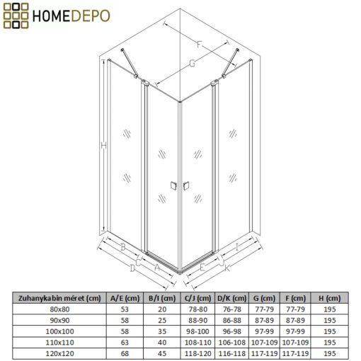 HD Defender Duo "S" 100x120 aszimmetrikus szögletes nyílóajtós zuhanykabin 6 mm vastag vízlepergető biztonsági üveggel, krómozott elemekkel, 195 cm magas