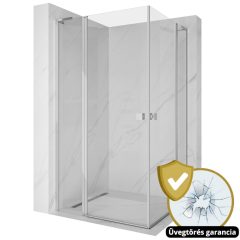   HD Defender Duo "L" aszimmetrikus szögletes nyílóajtós zuhanykabin 6 mm vastag vízlepergető biztonsági üveggel, krómozott elemekkel, 195 cm magas