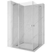 HD Defender Duo "L" 120x110 aszimmetrikus szögletes nyílóajtós zuhanykabin 6 mm vastag vízlepergető biztonsági üveggel, krómozott elemekkel, 195 cm magas