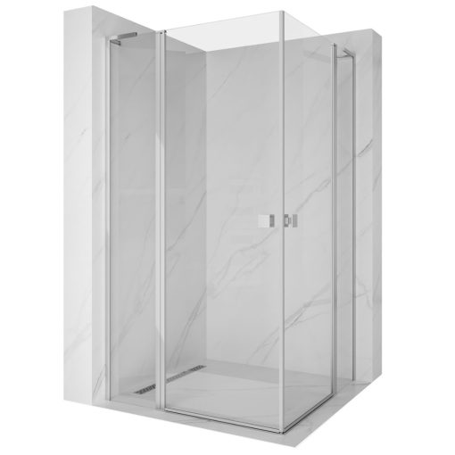 HD Defender Duo "L" 120x110 aszimmetrikus szögletes nyílóajtós zuhanykabin 6 mm vastag vízlepergető biztonsági üveggel, krómozott elemekkel, 195 cm magas