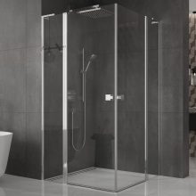 HD Defender Duo "L" 120x110 aszimmetrikus szögletes nyílóajtós zuhanykabin 6 mm vastag vízlepergető biztonsági üveggel, krómozott elemekkel, 195 cm magas