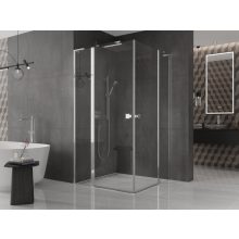 HD Defender Duo "L" 120x110 aszimmetrikus szögletes nyílóajtós zuhanykabin 6 mm vastag vízlepergető biztonsági üveggel, krómozott elemekkel, 195 cm magas