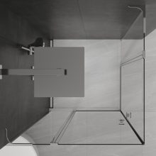 HD Defender Duo "L" 120x110 aszimmetrikus szögletes nyílóajtós zuhanykabin 6 mm vastag vízlepergető biztonsági üveggel, krómozott elemekkel, 195 cm magas