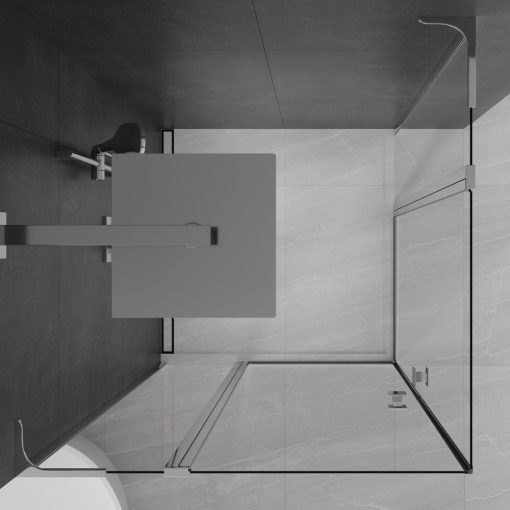 HD Defender Duo "L" 120x110 aszimmetrikus szögletes nyílóajtós zuhanykabin 6 mm vastag vízlepergető biztonsági üveggel, krómozott elemekkel, 195 cm magas