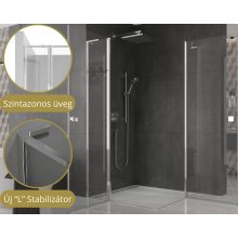 HD Defender Duo "L" 120x110 aszimmetrikus szögletes nyílóajtós zuhanykabin 6 mm vastag vízlepergető biztonsági üveggel, krómozott elemekkel, 195 cm magas