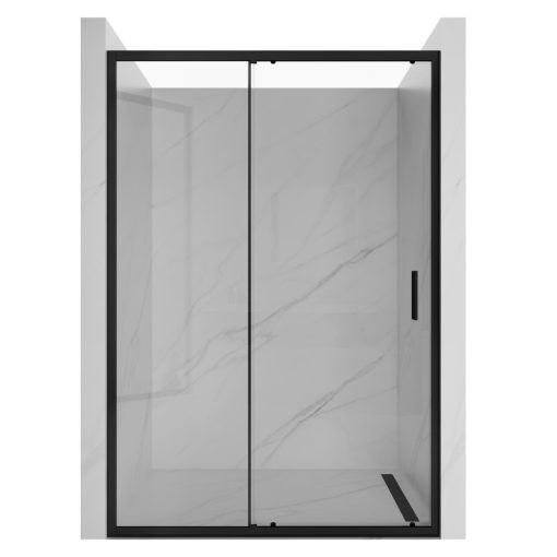 HD Dante Black 150x195 cm, 150 cm széles toló zuhanyajtó 6 mm vastag vízlepergető biztonsági üveggel, fekete elemekkel, 195 cm magas