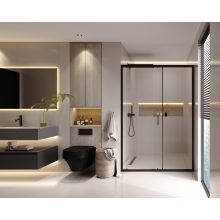 HD Dante Black 150x195 cm, 150 cm széles toló zuhanyajtó 6 mm vastag vízlepergető biztonsági üveggel, fekete elemekkel, 195 cm magas