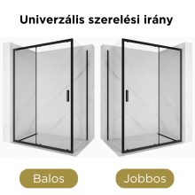 HD Dante Black 110x70 aszimmetrikus szögletes tolóajtós zuhanykabin 6 mm vastag vízlepergető biztonsági üveggel, fekete elemekkel, 195 cm magas