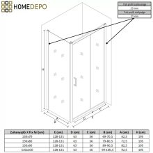 HD Dante Black 130x70 aszimmetrikus szögletes tolóajtós zuhanykabin 6 mm vastag vízlepergető biztonsági üveggel, fekete elemekkel, 195 cm magas