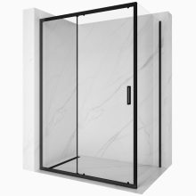 HD Dante Black szögletes tolóajtós zuhanykabin 6 mm vastag vízlepergető biztonsági üveggel, fekete elemekkel, 195 cm magas