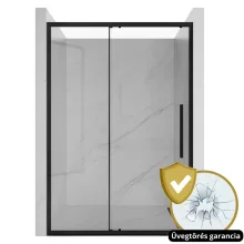 HD Dante+ Black 90/100/110/120/130/140/150 cm széles toló zuhanyajtó 6 mm vastag vízlepergető biztonsági üveggel, fekete elemekkel, 195 cm magas