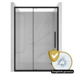  HD Dante+ Black 90/100/110/120/130/140/150 cm széles toló zuhanyajtó 6 mm vastag vízlepergető biztonsági üveggel, fekete elemekkel, 195 cm magas