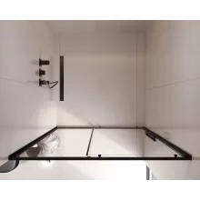 HD Dante+ Black 90/100/110/120/130/140/150 cm széles toló zuhanyajtó 6 mm vastag vízlepergető biztonsági üveggel, fekete elemekkel, 195 cm magas