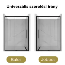 HD Dante+ Black 90/100/110/120/130/140/150 cm széles toló zuhanyajtó 6 mm vastag vízlepergető biztonsági üveggel, fekete elemekkel, 195 cm magas
