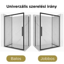HD Dante+ Black 130x70 aszimmetrikus szögletes tolóajtós zuhanykabin 6 mm vastag vízlepergető biztonsági üveggel, fekete elemekkel, 195 cm magas