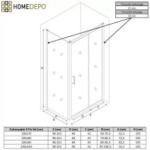 HD Dante 100x100 szögletes tolóajtós zuhanykabin 6 mm vastag vízlepergető biztonsági üveggel, krómozott elemekkel, 195 cm magas