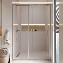 HD Dante 90/100/110/120/130/140/150 cm széles toló zuhanyajtó 6 mm vastag vízlepergető biztonsági üveggel, krómozott elemekkel, 195 cm magas