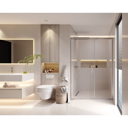 HD Dante 90/100/110/120/130/140/150 cm széles toló zuhanyajtó 6 mm vastag vízlepergető biztonsági üveggel, krómozott elemekkel, 195 cm magas