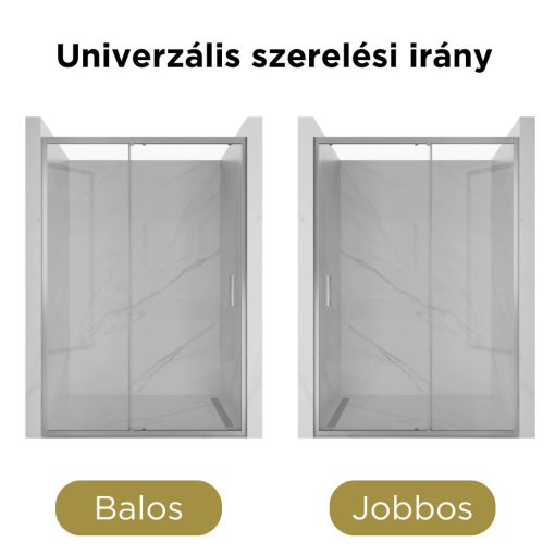 HD Dante 90/100/110/120/130/140/150 cm széles toló zuhanyajtó 6 mm vastag vízlepergető biztonsági üveggel, krómozott elemekkel, 195 cm magas
