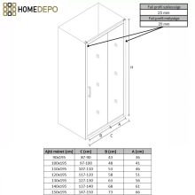 HD Dante 90/100/110/120/130/140/150 cm széles toló zuhanyajtó 6 mm vastag vízlepergető biztonsági üveggel, krómozott elemekkel, 195 cm magas
