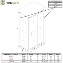 HD Dante 110x70 aszimmetrikus szögletes tolóajtós zuhanykabin 6 mm vastag vízlepergető biztonsági üveggel, krómozott elemekkel, 195 cm magas