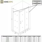 HD Dante 120x100 aszimmetrikus szögletes tolóajtós zuhanykabin 6 mm vastag vízlepergető biztonsági üveggel, krómozott elemekkel, 195 cm magas