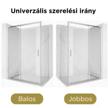 HD Dante 130x70 aszimmetrikus szögletes tolóajtós zuhanykabin 6 mm vastag vízlepergető biztonsági üveggel, krómozott elemekkel, 195 cm magas