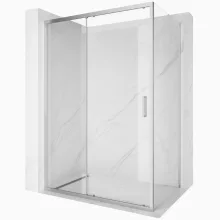 HD Dante 150x70 aszimmetrikus szögletes tolóajtós zuhanykabin 6 mm vastag vízlepergető biztonsági üveggel, krómozott elemekkel, 195 cm magas
