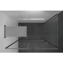 HD Dante 150x70 aszimmetrikus szögletes tolóajtós zuhanykabin 6 mm vastag vízlepergető biztonsági üveggel, krómozott elemekkel, 195 cm magas