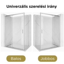 HD Dante 90x100 aszimmetrikus szögletes tolóajtós zuhanykabin 6 mm vastag vízlepergető biztonsági üveggel, krómozott elemekkel, 195 cm magas