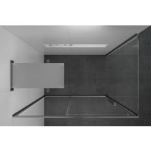 HD Dante+ 100x70 aszimmetrikus szögletes tolóajtós zuhanykabin 6 mm vastag vízlepergető biztonsági üveggel, krómozott elemekkel, 195 cm magas