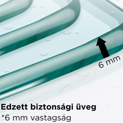 HD Dante+ 100x70 aszimmetrikus szögletes tolóajtós zuhanykabin 6 mm vastag vízlepergető biztonsági üveggel, krómozott elemekkel, 195 cm magas