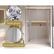 HD Dante+ 140x195 cm, 140 cm széles toló zuhanyajtó 6 mm vastag vízlepergető biztonsági üveggel, krómozott elemekkel, 195 cm magas