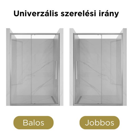 HD Dante+ 140x195 cm, 140 cm széles toló zuhanyajtó 6 mm vastag vízlepergető biztonsági üveggel, krómozott elemekkel, 195 cm magas